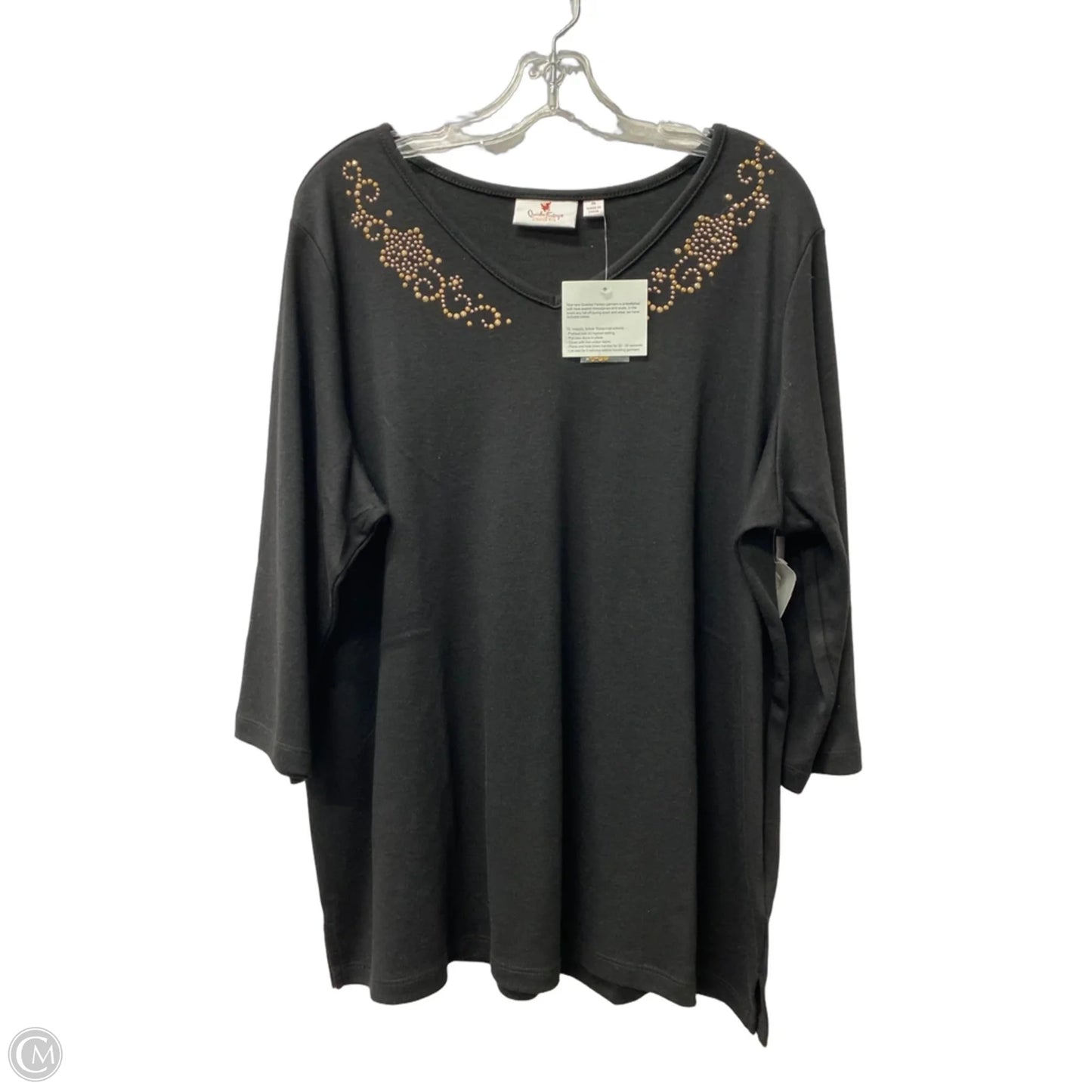 Top Long Sleeve By Quaker Factory In Black, Size: 1x