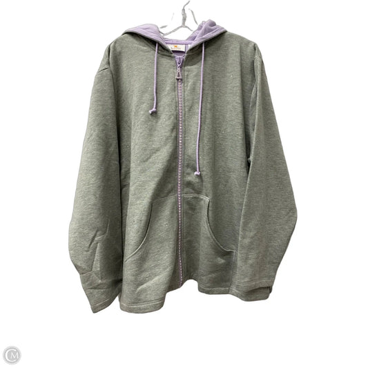 Sweatshirt Hoodie By Quaker Factory In Grey, Size: 2x
