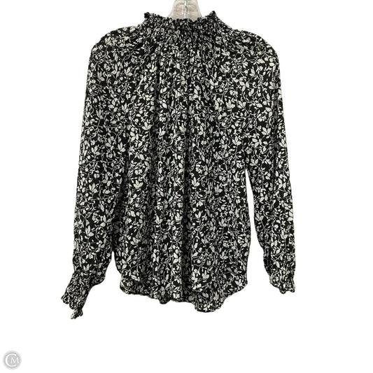 Top Long Sleeve By Loft In Black & White, Size: M