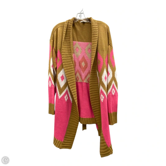 Cardigan By Cato In Brown & Pink, Size: Xl