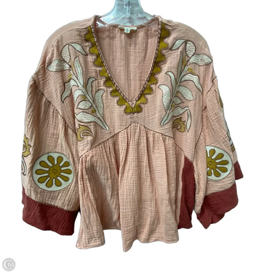 Top Long Sleeve By Easel In Pink, Size: M