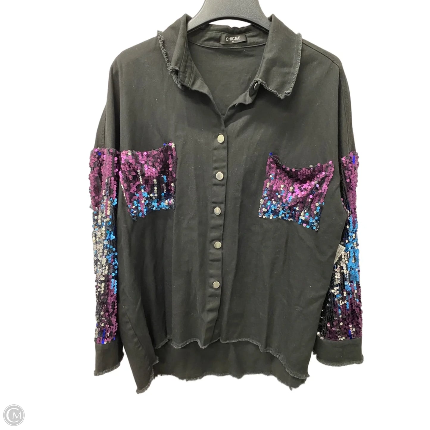 Jacket Denim By Chicme In Black, Size: Xl