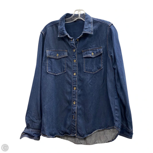 Jacket Shirt By Velvet Heart In Blue, Size: S