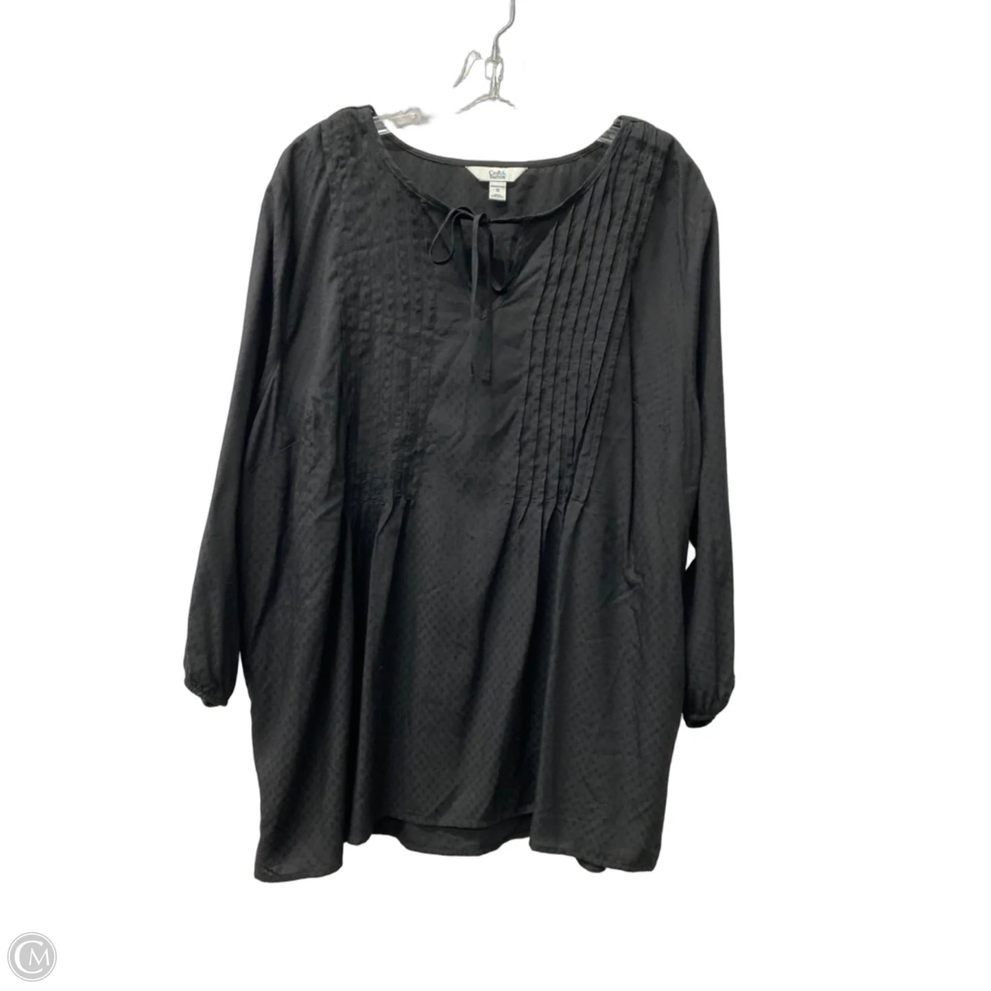 Top Long Sleeve By Croft And Barrow In Black, Size: 1x