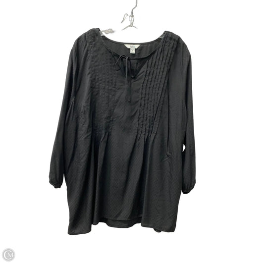 Top Long Sleeve By Croft And Barrow In Black, Size: 1x