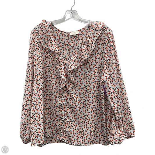 Top Long Sleeve By Loft In Blue & Red, Size: Xl