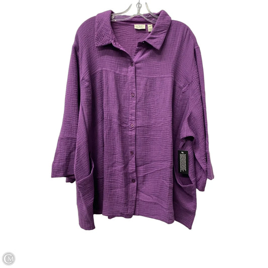 Top Long Sleeve By Logo In Purple, Size: 3x