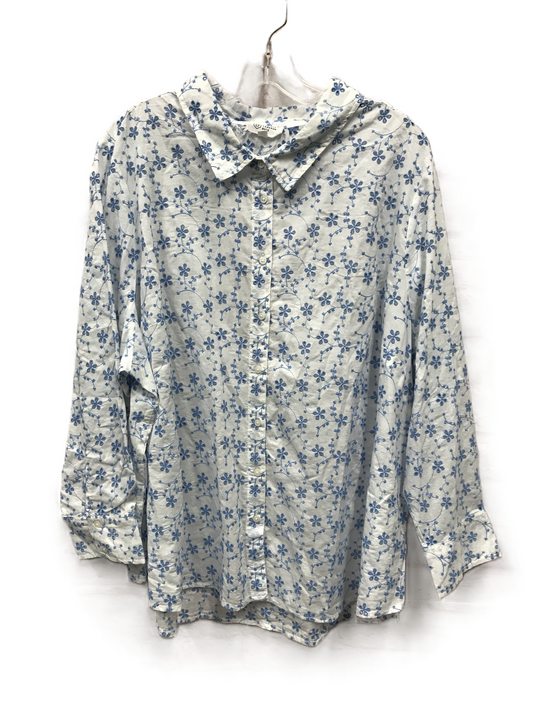 Blue & White Top Long Sleeve By Candace Cameron bure, Size: 3x