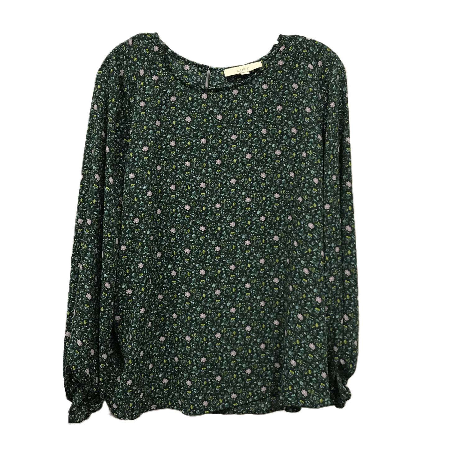 Green Top Long Sleeve By Loft, Size: L