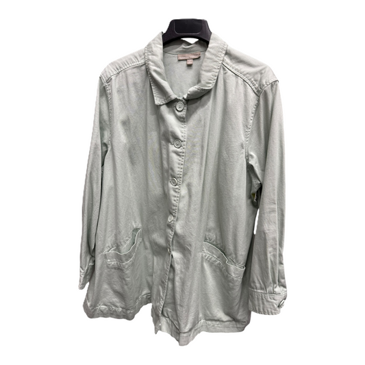 Jacket Shirt By Woman Within In Green, Size: 2x