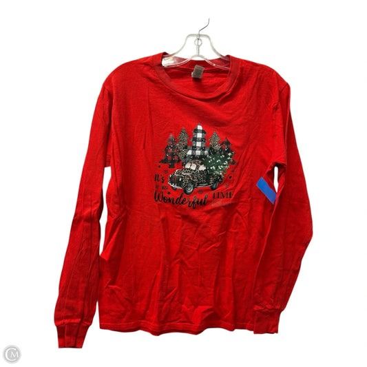 Top Long Sleeve By Gildan In Red, Size: S