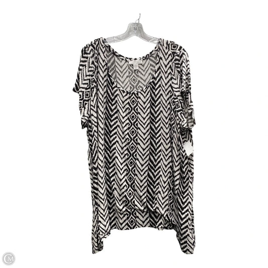 Top Short Sleeve By Kenar In Black & White, Size: 3x