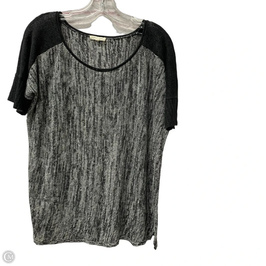 Top Short Sleeve By Eileen Fisher In Black & Grey, Size: L