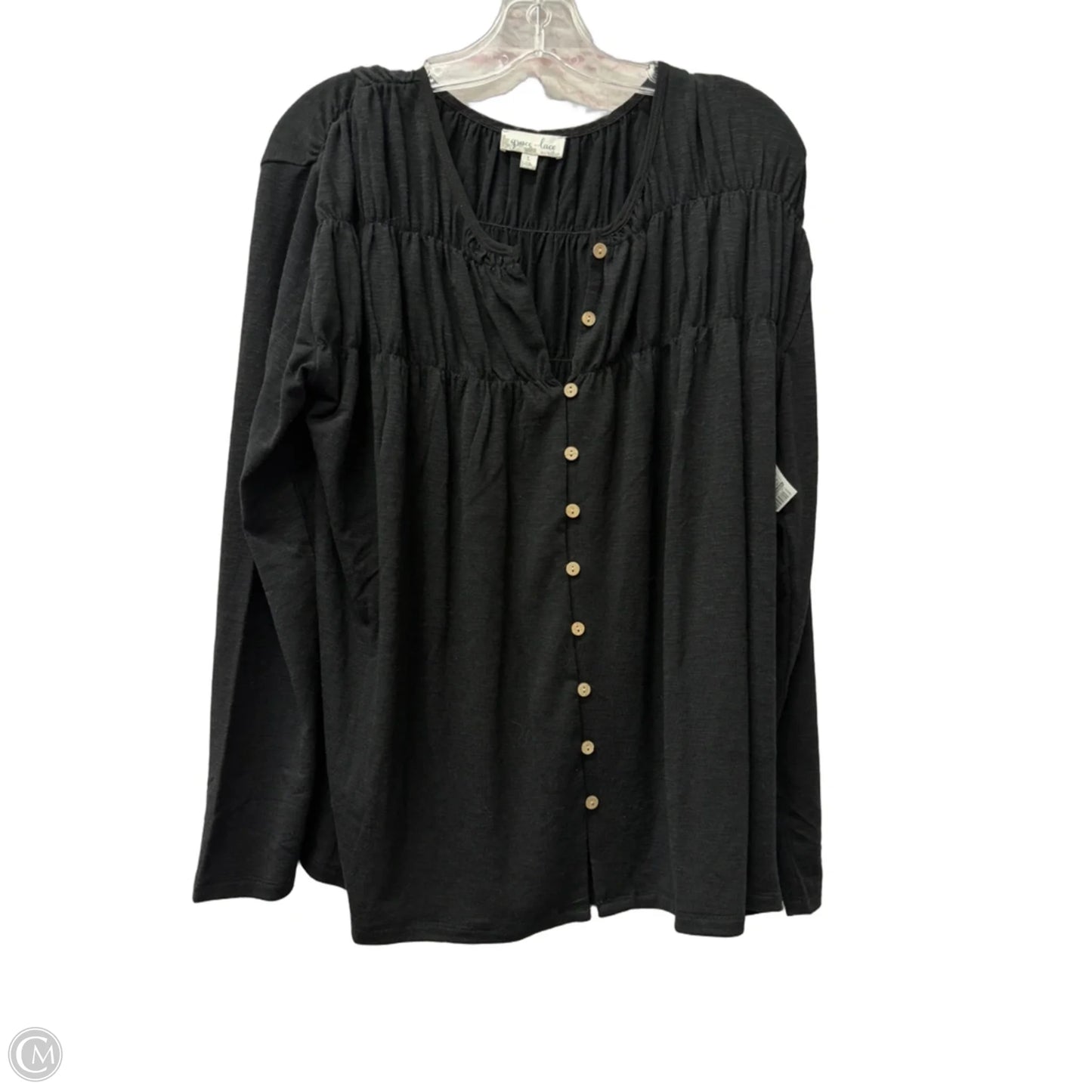 Top Long Sleeve By Grace & Lace In Black, Size: L