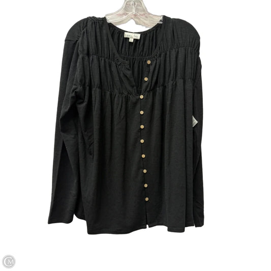 Top Long Sleeve By Grace & Lace In Black, Size: L