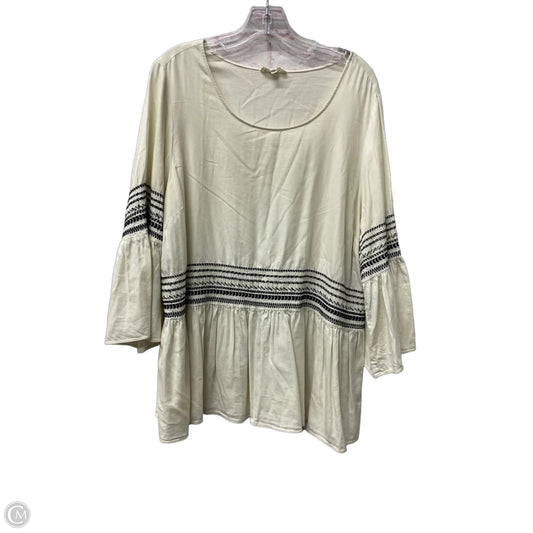 Top 3/4 Sleeve By Jane And Delancey In Ivory, Size: 1x