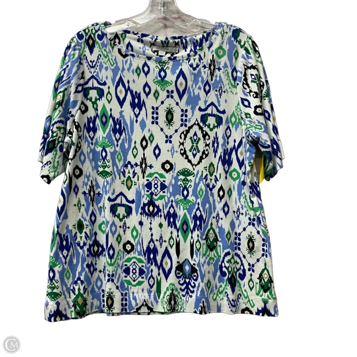 Top Short Sleeve By Chicos In Blue & Green, Size: Xl
