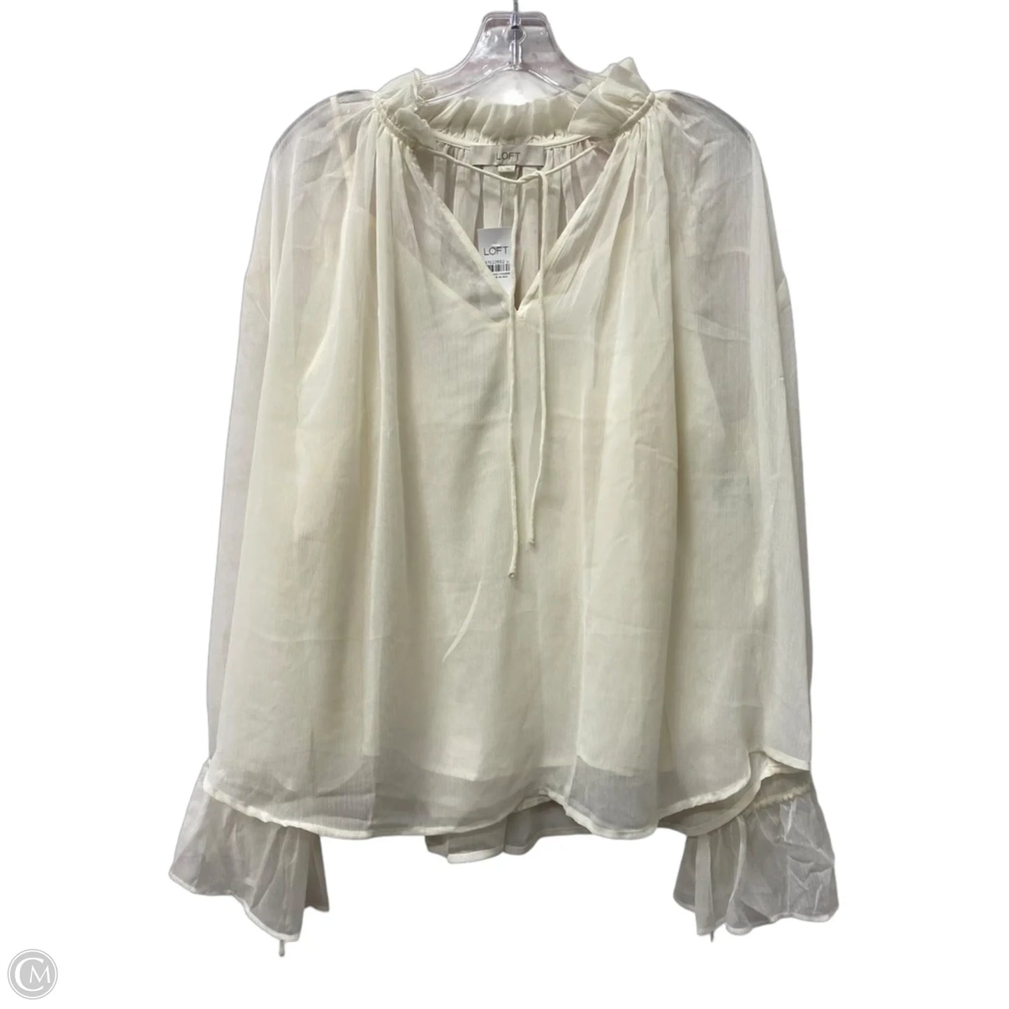Top Long Sleeve By Loft In Cream, Size: L