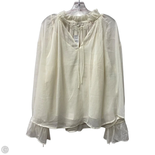 Top Long Sleeve By Loft In Cream, Size: L
