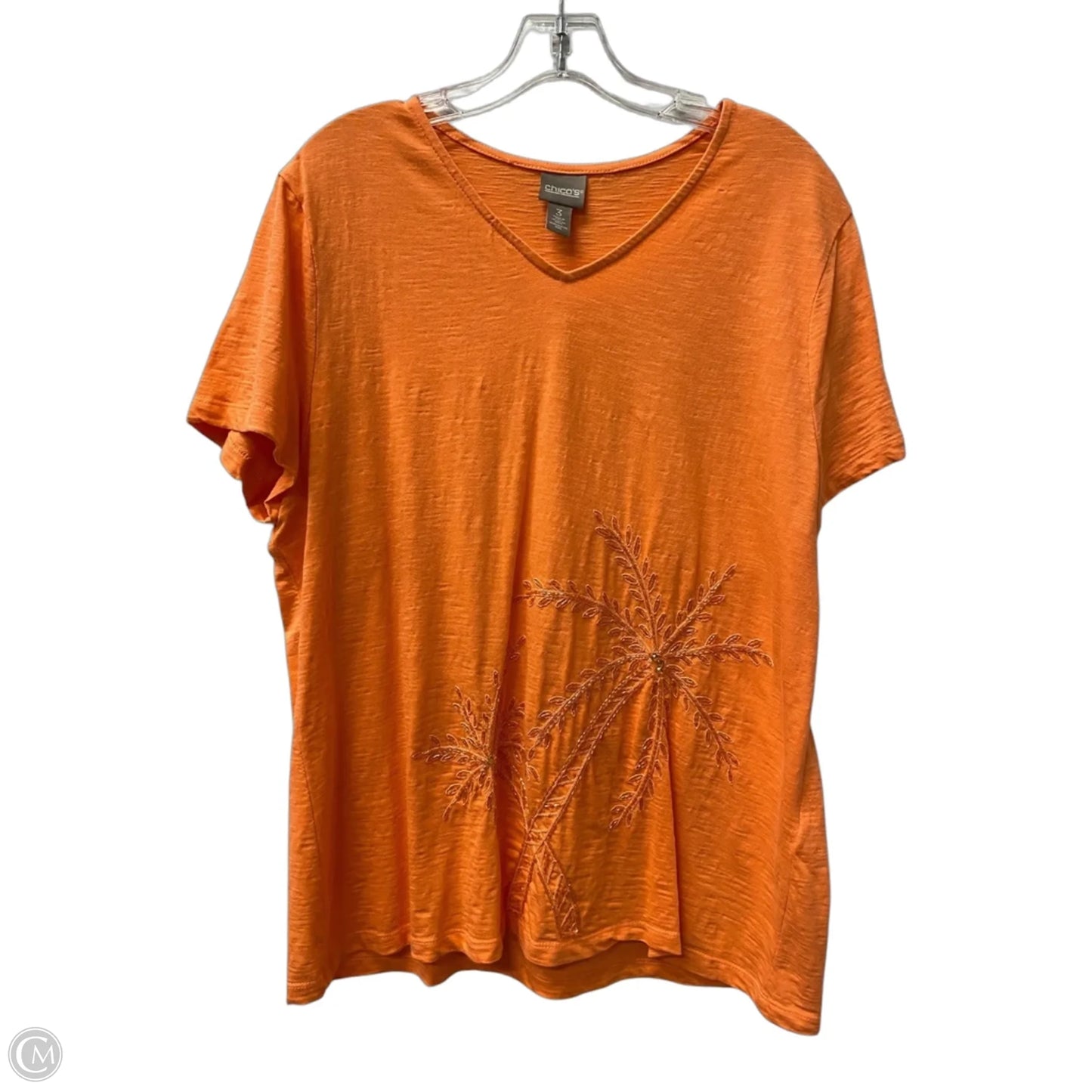 Top Short Sleeve By Chicos In Orange, Size: Xl