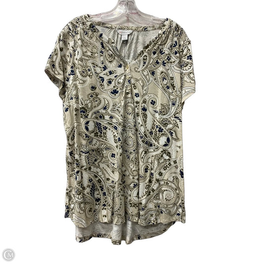 Top Short Sleeve By Liz Claiborne In Tan, Size: 1x