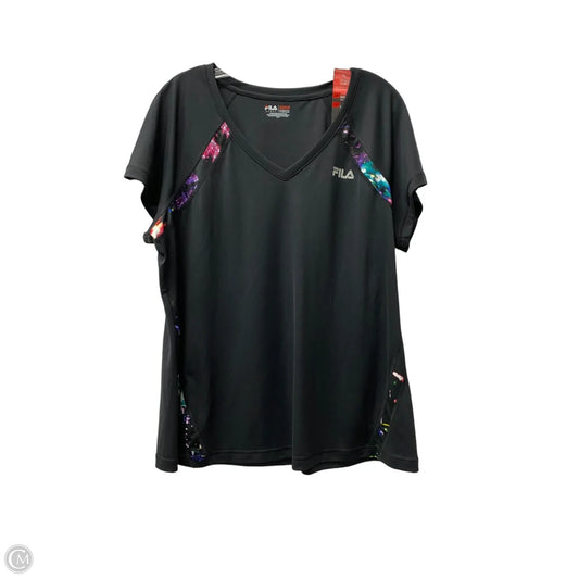 Athletic Top Short Sleeve By Fila In Black, Size: 1x