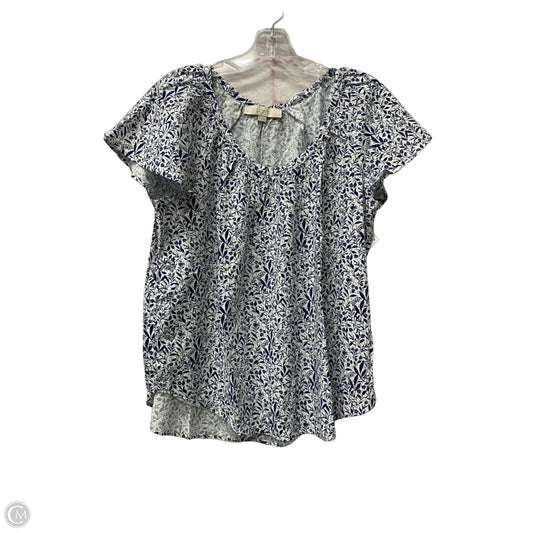 Top Short Sleeve By Loft In Blue & White, Size: M