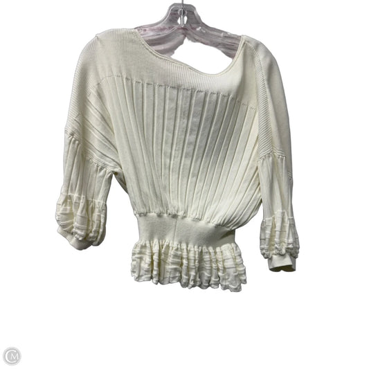 Top Short Sleeve By Anthropologie In Ivory, Size: S