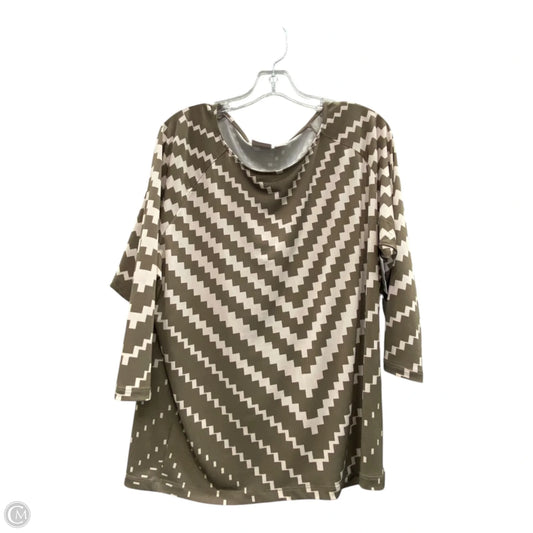 Top 3/4 Sleeve By Chicos In Brown & Pink, Size: L
