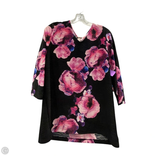 Top 3/4 Sleeve By Chicos In Black & Purple, Size: L