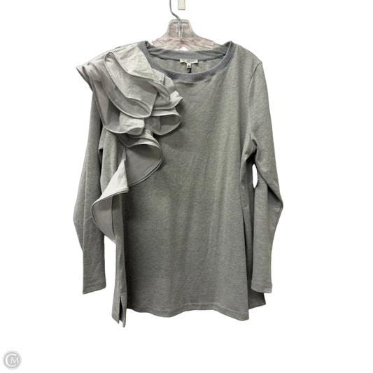 Top Long Sleeve By Cme In Grey, Size: L