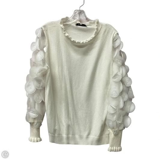 Top Long Sleeve By Sioni In White, Size: L