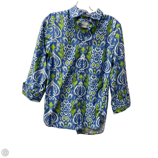 Top 3/4 Sleeve By Chicos In Blue, Size: Xs