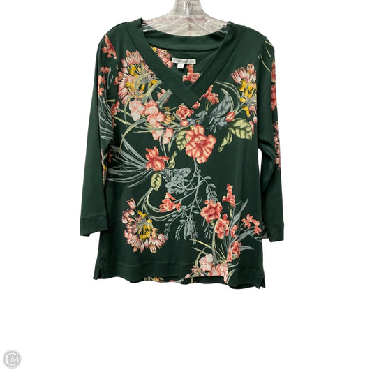 Top 3/4 Sleeve By Chicos In Green, Size: M