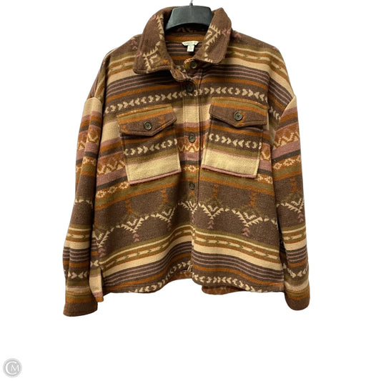 Jacket Shirt By Cato In Brown & Purple, Size: Xl