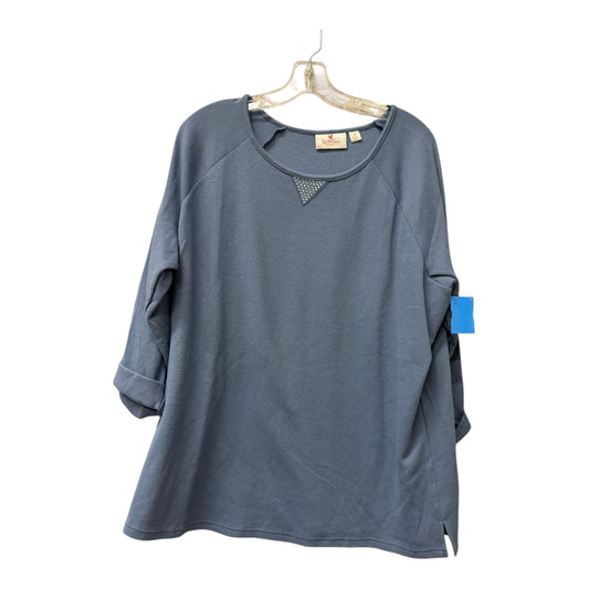Top 3/4 Sleeve By Quaker Factory In Blue, Size:1X
