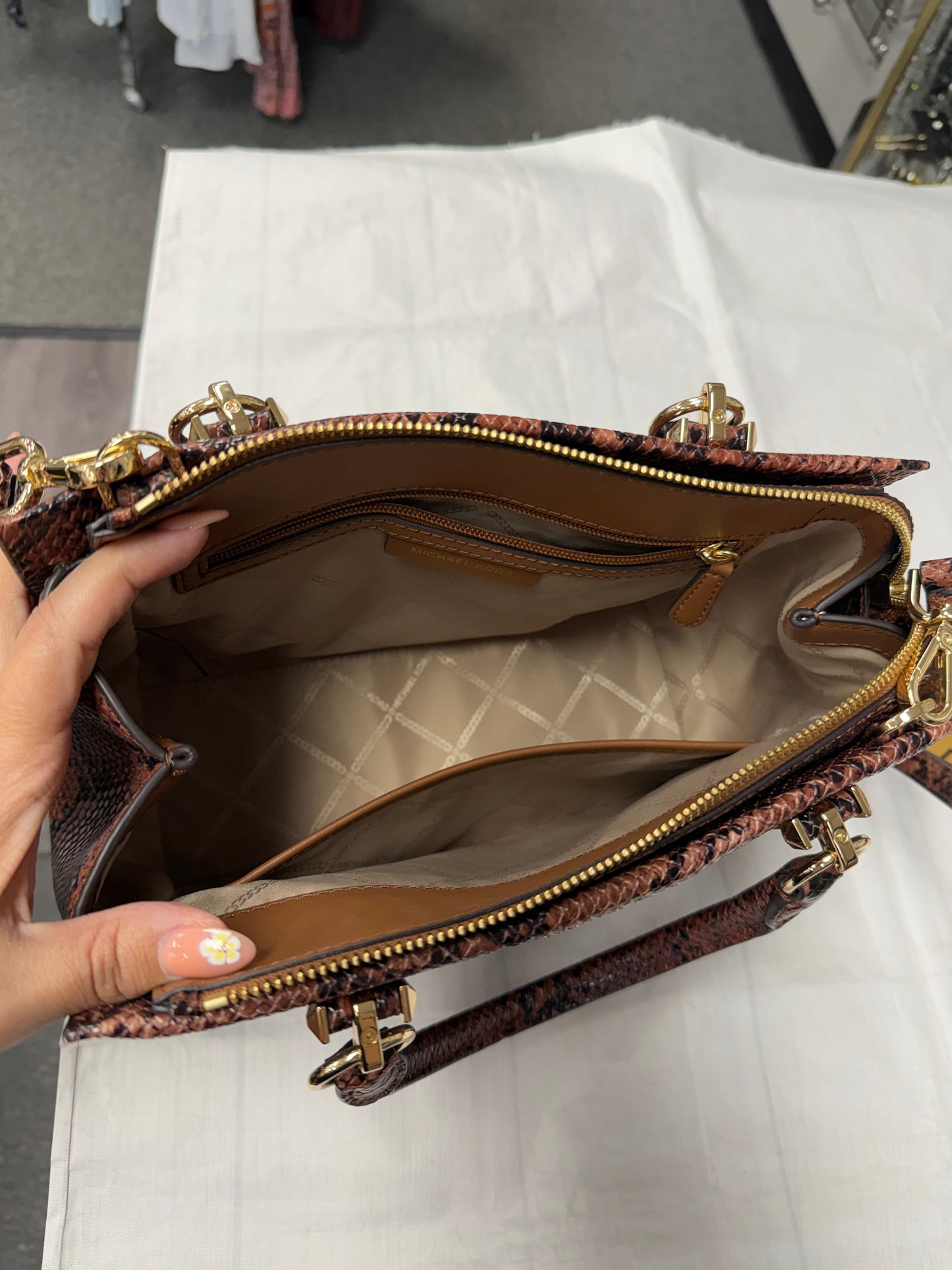 Handbag Designer By Michael Kors In Brown, Size:Medium