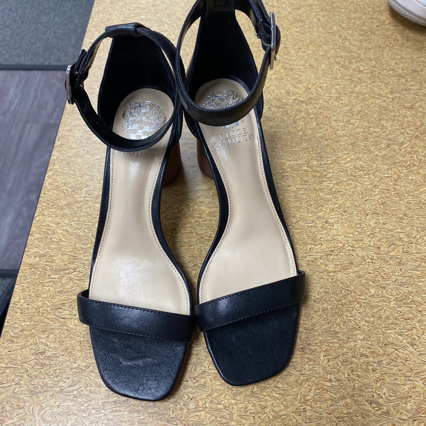 Sandals Heels Block By Vince Camuto In Black, Size:7.5