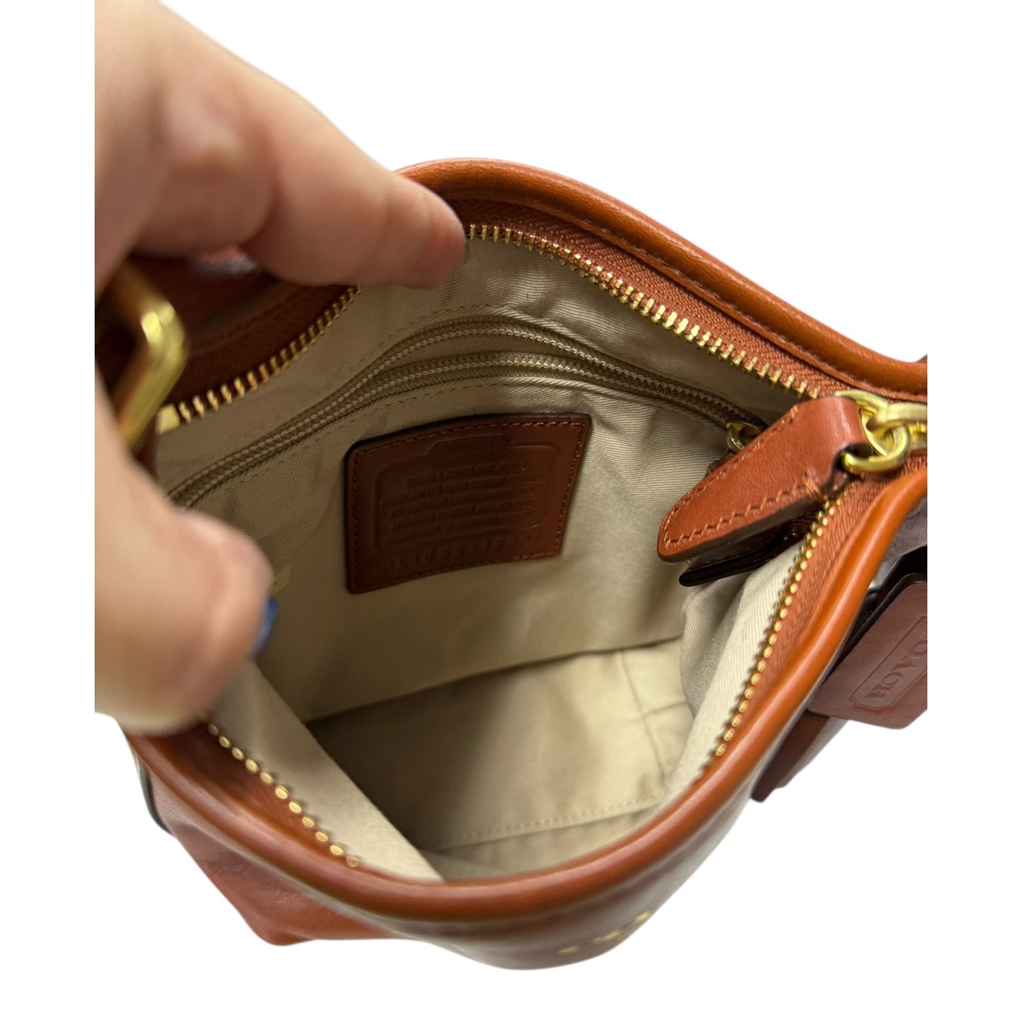 Crossbody Designer By Coach In Brown, Size:Small