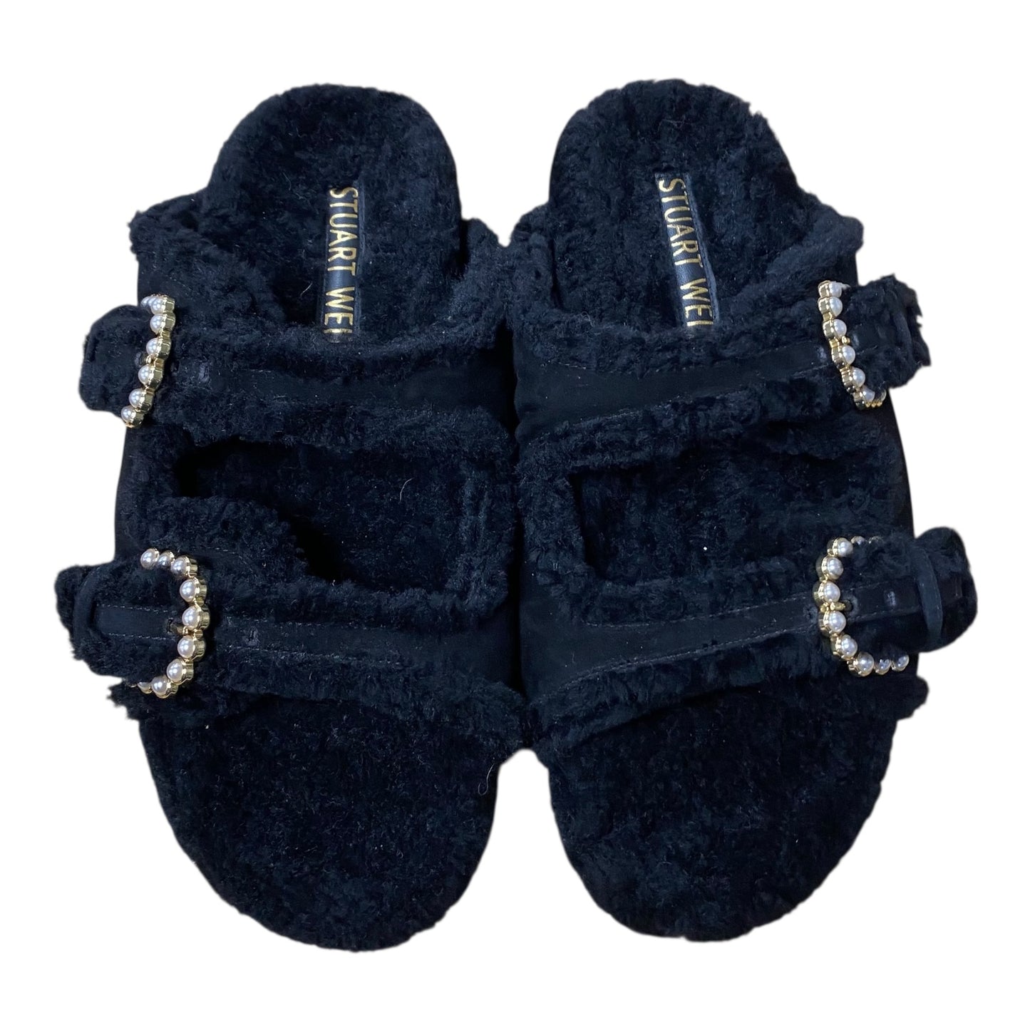 Slippers Designer By Stuart Weitzman In Black, Size:9.5