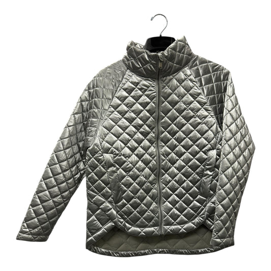 Athletic Jacket By Athleta In Silver, Size:M