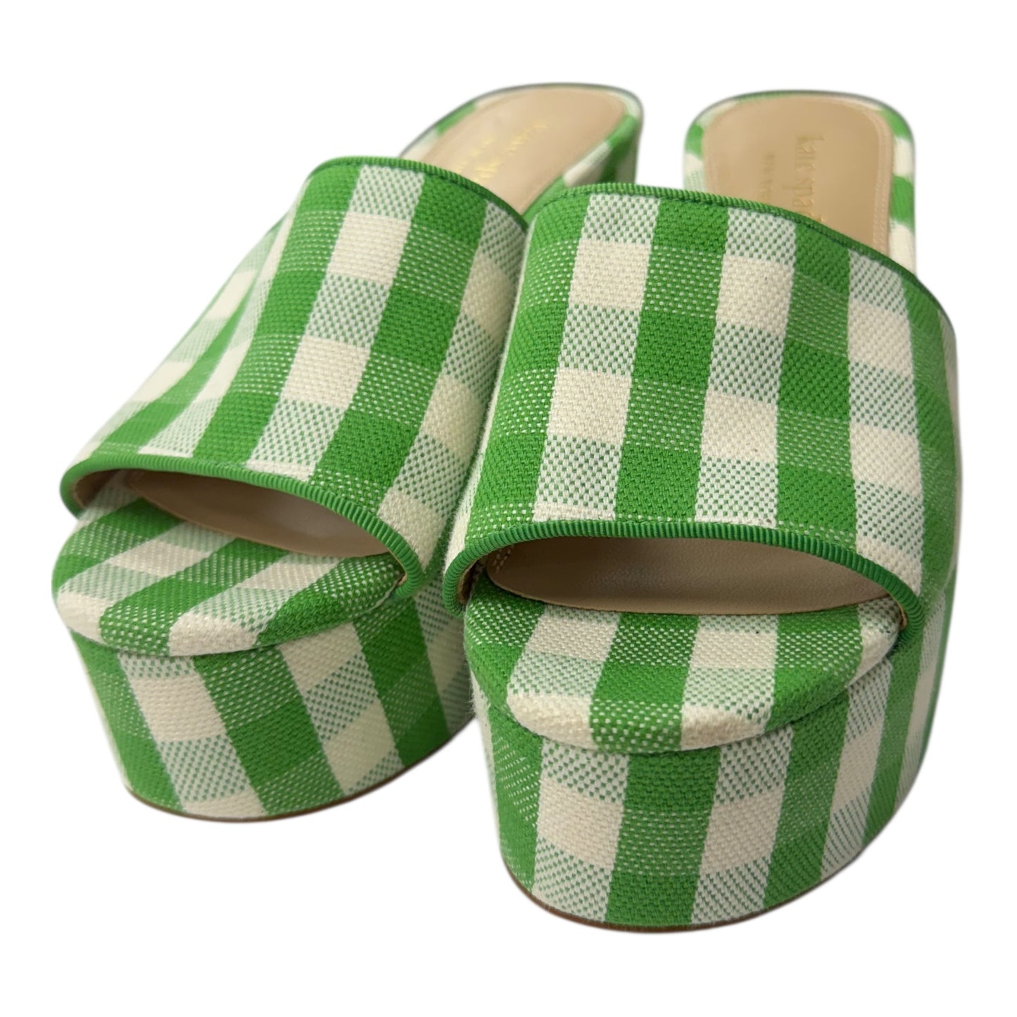 Sandals Designer By Kate Spade In Green & White, Size:7.5