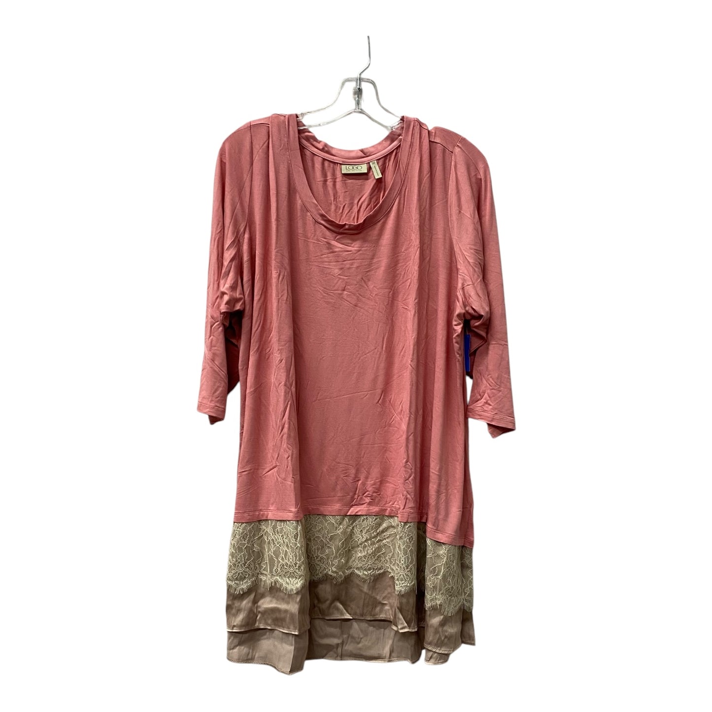 Top 3/4 Sleeve By Logo In Pink, Size:3X