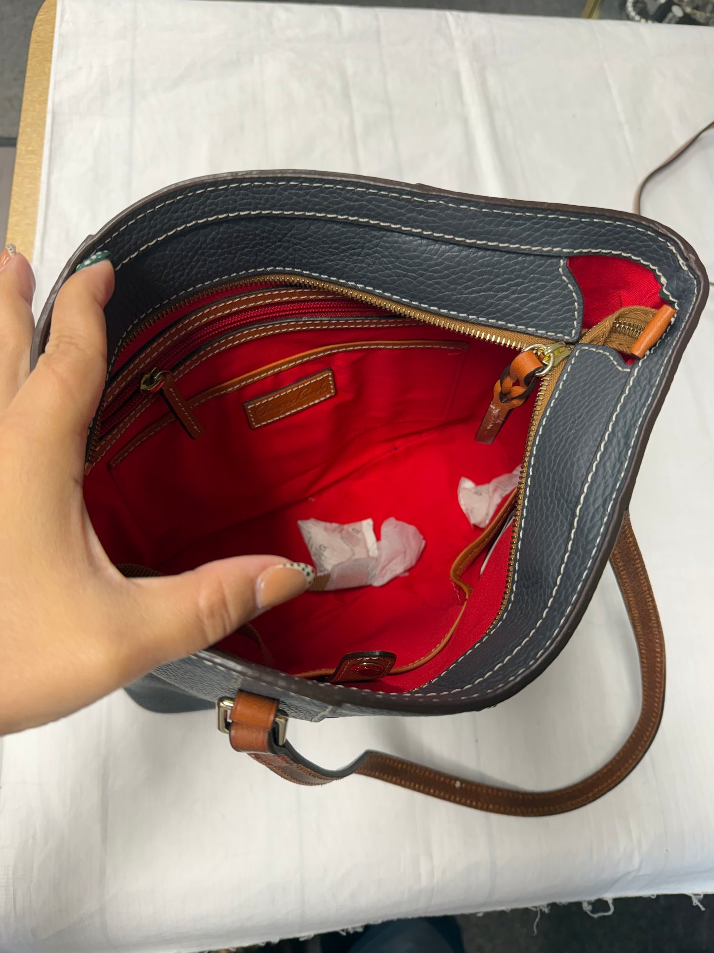 Handbag Designer By Dooney And Bourke In Grey, Size:Medium