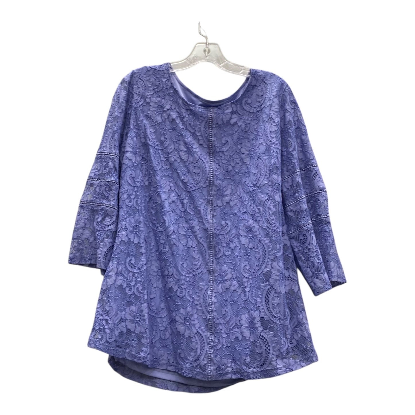 Top 3/4 Sleeve By D&Co. In Purple, Size:1X