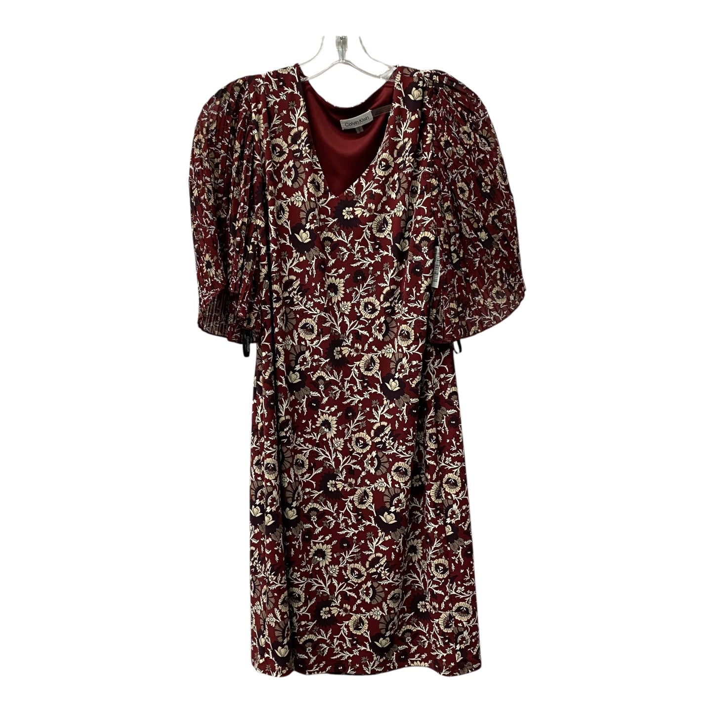 Dress Casual Midi By Calvin Klein In Maroon, Size:M