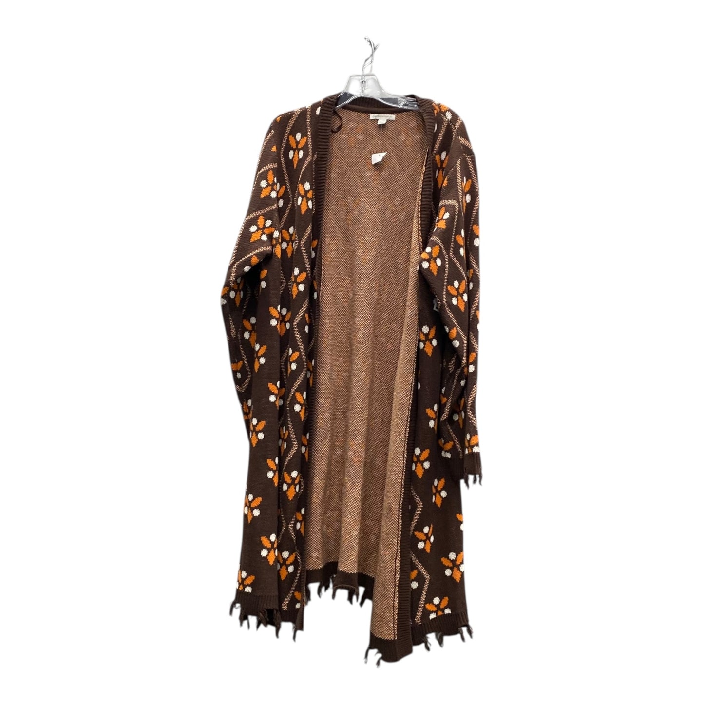 Sweater Cardigan By Cato In Brown, Size:3X