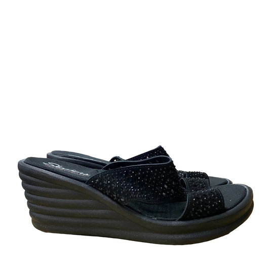Sandals Heels Wedge By Skechers In Black, Size:7.5