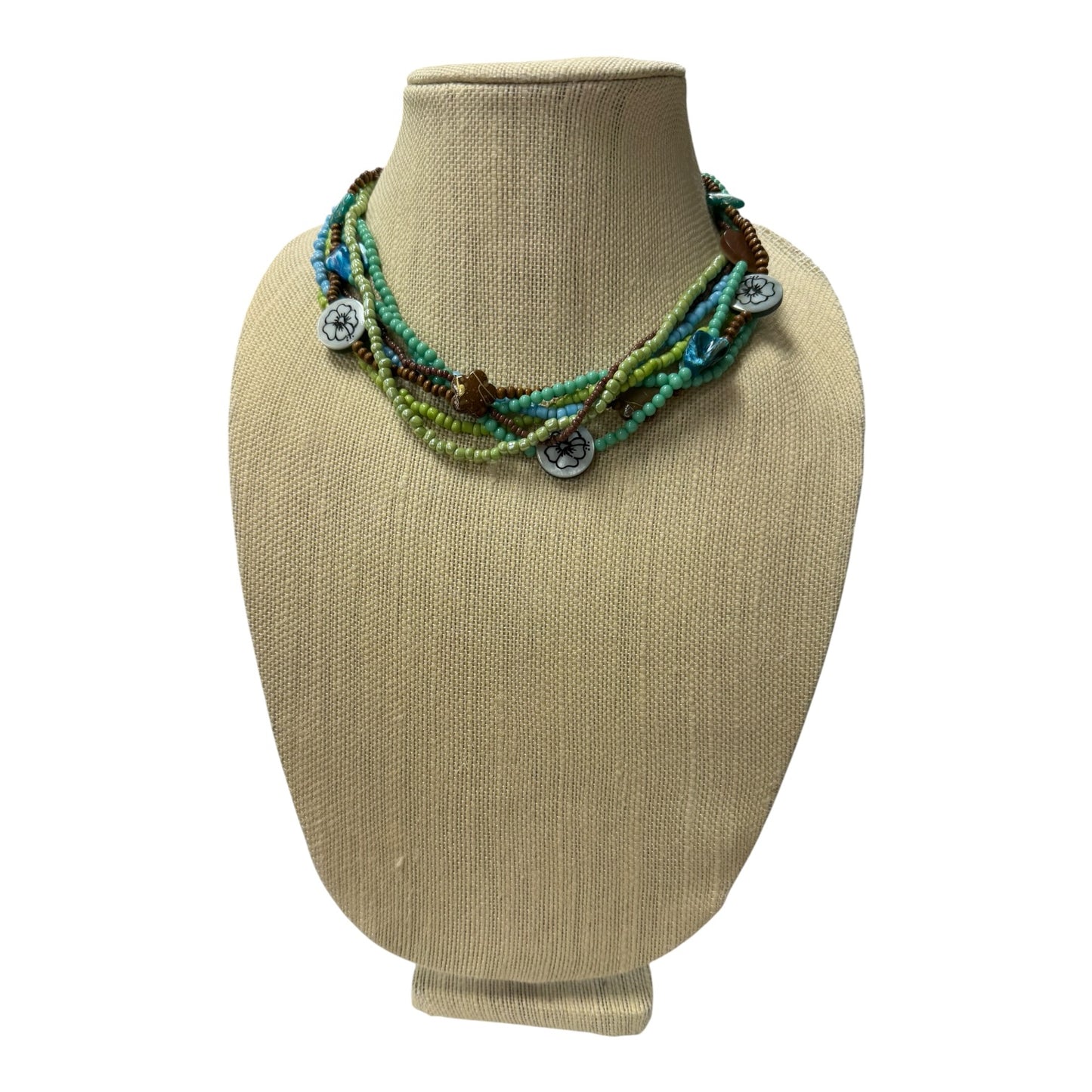 Necklace Layered  In Blue & Green
