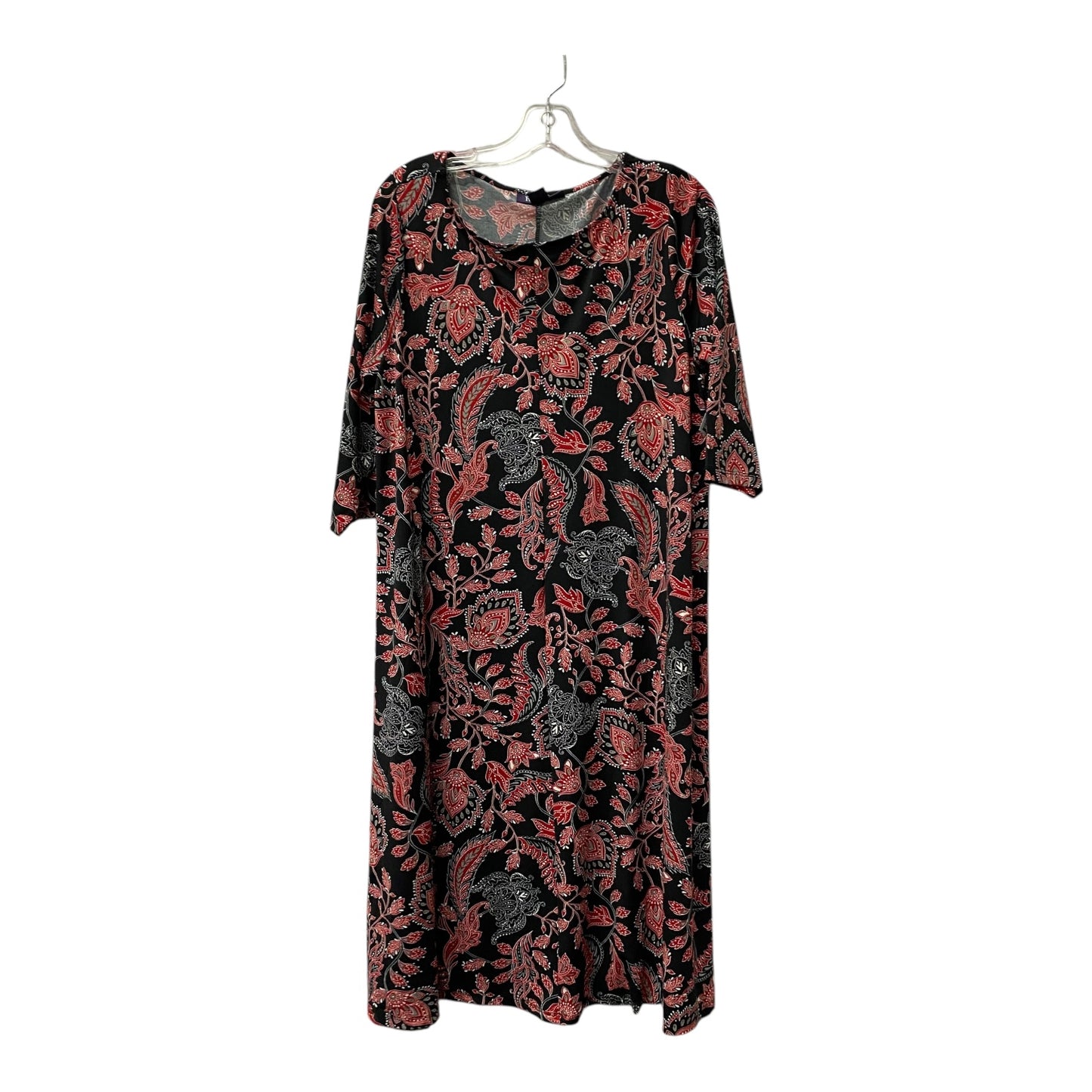 Dress Casual Midi By Roamans In Black & Red, Size:M